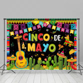 Lofaris Mexico May 5th Cactus Guitar Flag Holiday Backdrop